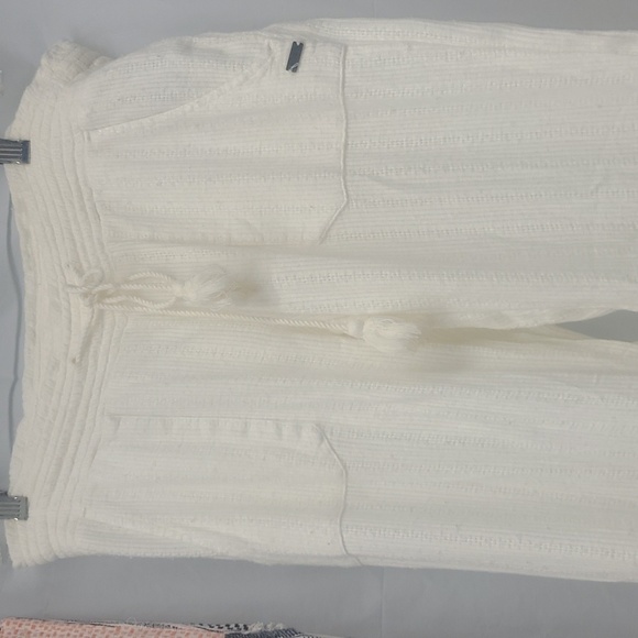 2 Pair Pants Lot Bundle Soft Loungewear White & Verticle Striped Straight Leg S - Picture 3 of 16